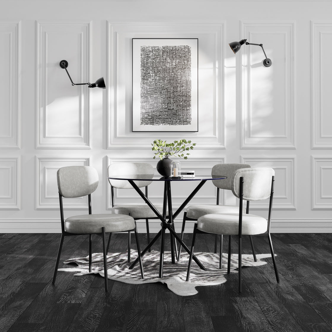 Casa Smoked Glass & Black Legs Round Dining Table